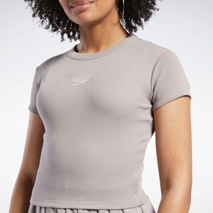 Reebok Classics Ribbed T-Shirt Cropped Tee Boulder Gray